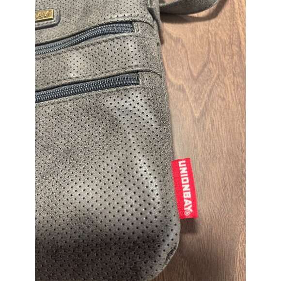 Unionbay Perforated Crossbody Bag Faux Leather Adjustable Strap Gray - Picture 5 of 11